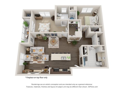 Floor plan for 2 beds, 2 baths, 1320 sqft